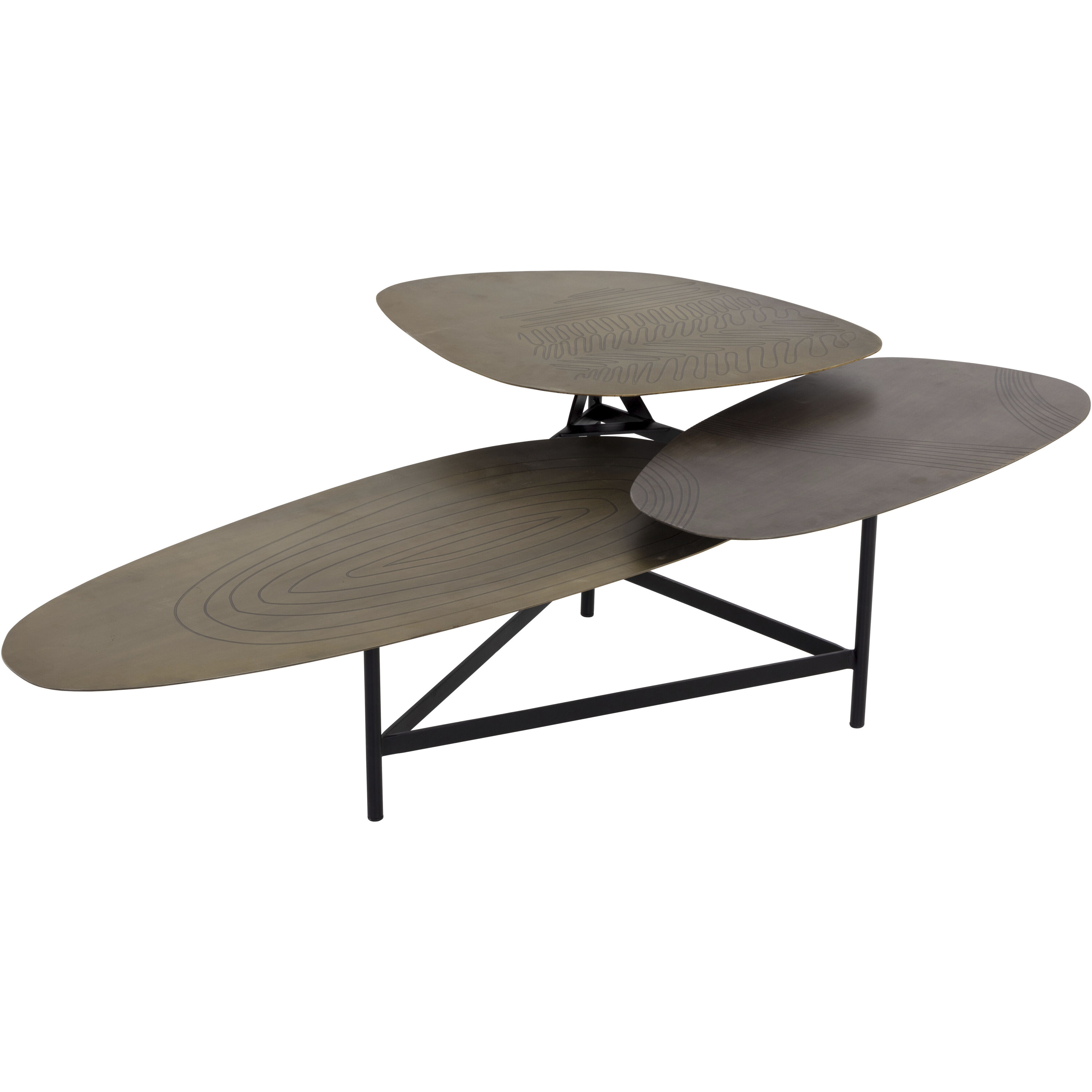 Houda 58.5 X 34 inch Antique Brass / Antique Bronze / Black Coffee Table